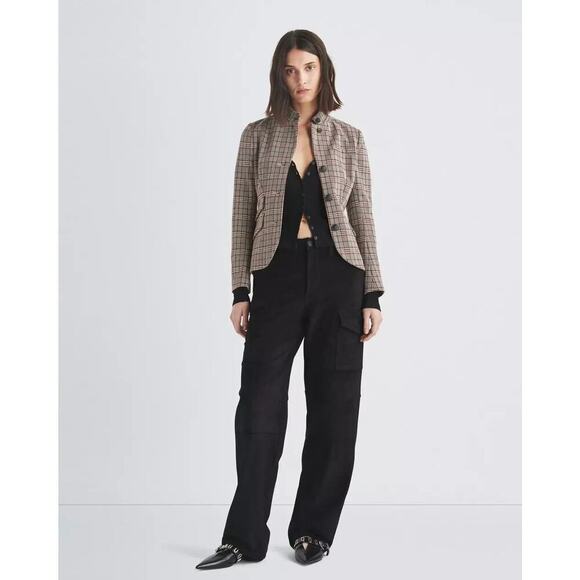 rag & bone Jackets & Blazers - NWT Rag & Bone Slade Plaid Italian Cotton Blazer Size 0 Grey Plaid #4E452